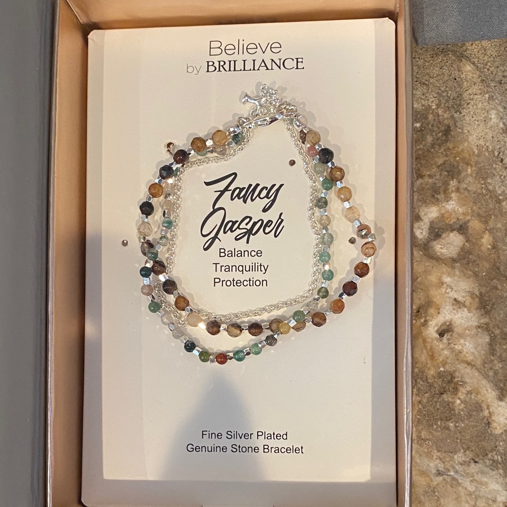 Believe By Brilliance Fancy Jasper Bracelet Tranquility Balance Protection